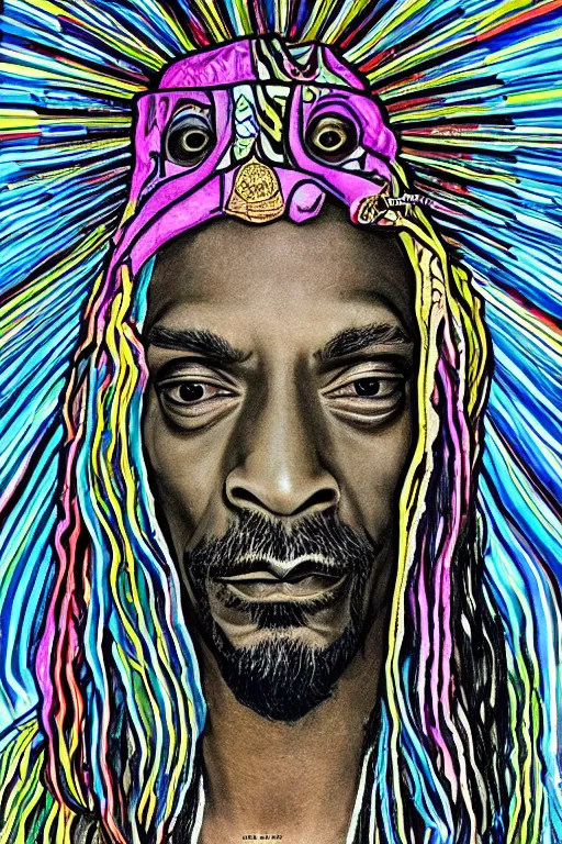 Image similar to snoop dog highly detailed psychedelic portrait art , symmetrical