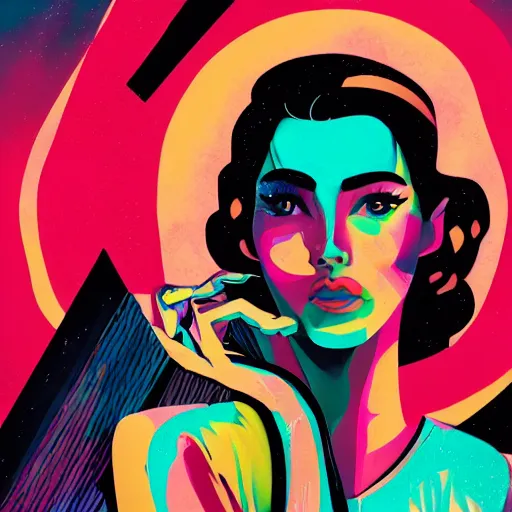 Image similar to a colorful comic noir illustration of a woman singing about a broken heart, beautiful, hyperrealistic, tristan eaton, victo ngai, artgerm, rhads, ross draws, 8 k, high contrast, dark vibes, pastel lighting, depth of field