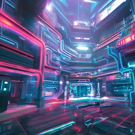 Image similar to “Interior of a Cyberpunk Netrunner Lair , hyper realistic, unreal engine”