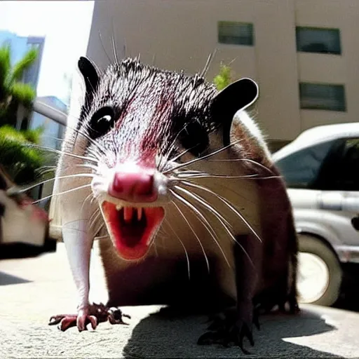 Image similar to “ giant hissing opossum terrorizing los angeles ”