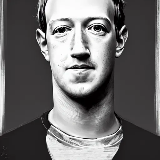 Prompt: portrait of mark zuckerberg, very detailed, art contest winner on behance, trendy on deviant art, by artgem, greg rutkowski