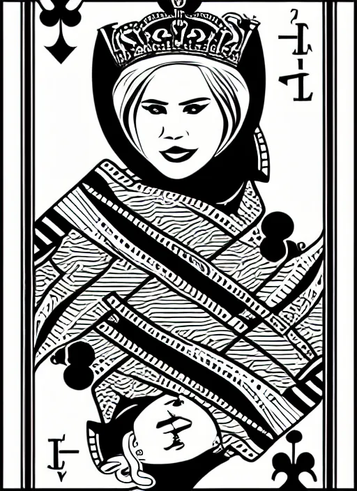 Image similar to playing card called the pregnant queen, 2D, vector art in the style of bycicle decks,