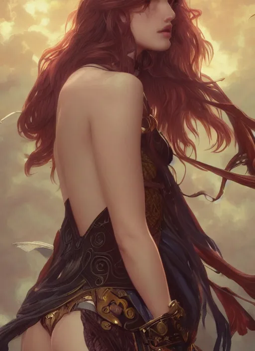 Image similar to ultra realistic illustration, bella thorne in heavens blade anime, intricate, elegant, highly detailed, digital painting, artstation, concept art, smooth, sharp focus, illustration, art by artgerm and greg rutkowski and alphonse mucha and wlop