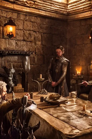 Image similar to very very intricate photorealistic photo of an episode of game of thrones, photo is in focus with detailed atmospheric lighting, award - winning details