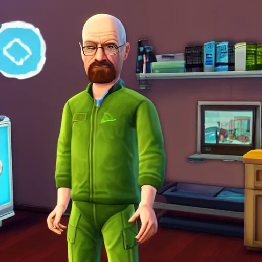 Prompt: walter white as a playable character in the sims 4