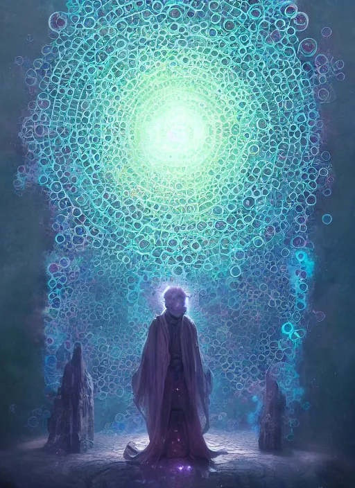 Image similar to inner schema of soul is an occult graph made of iridescent bubbles, trending on ArtStationHQ, hyperdetailed DnD painting by Dariusz Zawadski and Greg Rutkowski and James Gurney