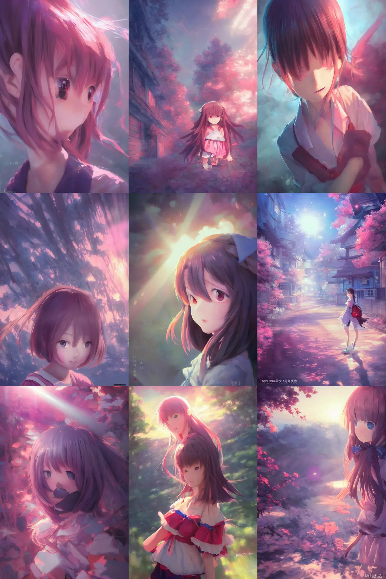 Prompt: 3d infrared octane render concept art by Mo Xiang Tong Xiu, by Igarashi Daisuke, by makoto shinkai anime, cute beauty complex portrait anime schoolgirls under dark pink and blue tones, among japan cozy cottages. light rays, volumetric light. beautiful and cutest sad face. dramatic deep light, trending on artstation, oil painting brush