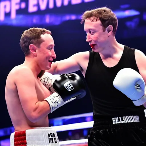 Image similar to elon musk is boxing with mark zuckerberg