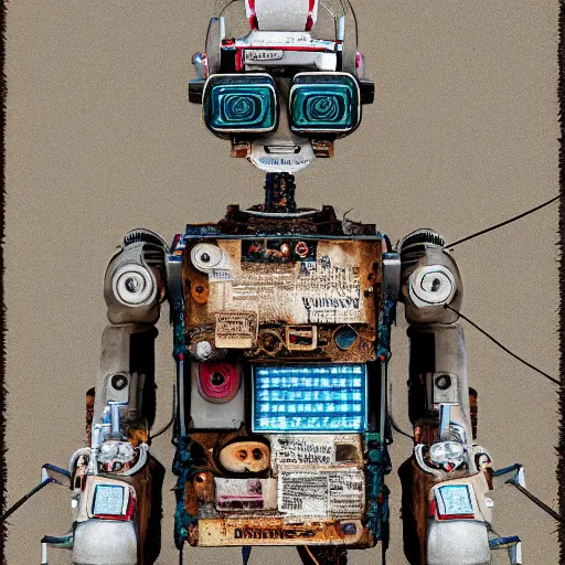 Image similar to a detailed portrait of a vagabond robot in dessert rags, 4 k, photorealism, exposed wires, circuitry, extremely detailed, sci - fi