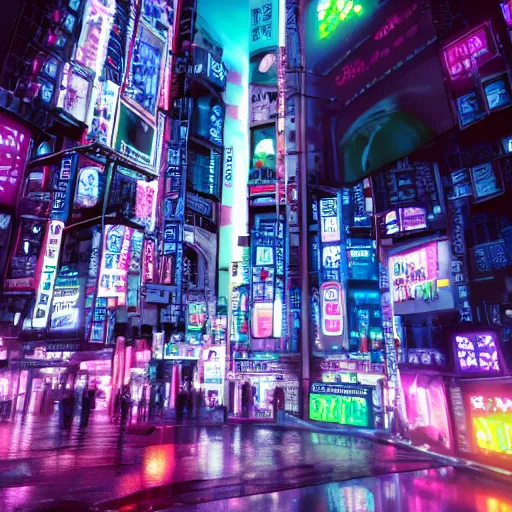 Prompt: Cityscape, Hyper realistic, professional photography, Tokyo, Cyberpunk, Far Future, Sci Fi, Swampy, Neon lights, Shrek