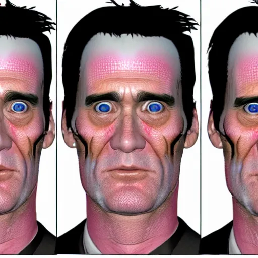 Prompt: UV Texture map of jim carrey face, game textures, call of duty textures