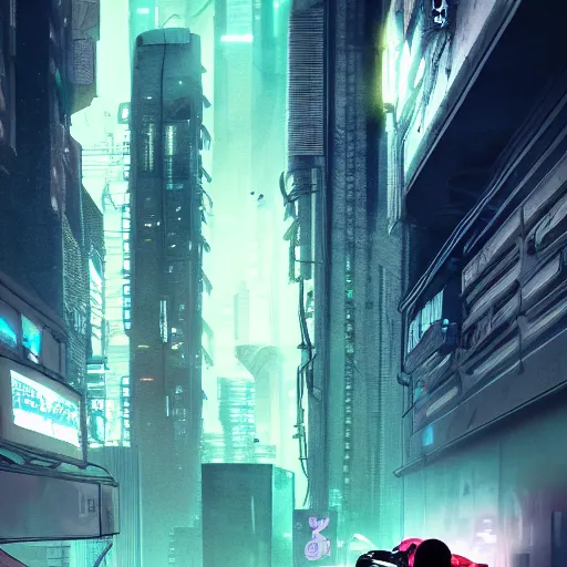 Prompt: shot of the man standing on the roof, looks at impressive cyberpunk city at night during great storm, nightscape, futuristic architecture, realistic photo, neons, blade runner, akira style, cinematic lighting, cinematic angles