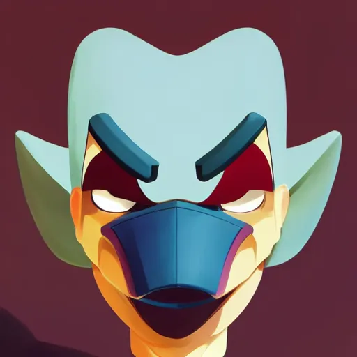 Image similar to face icon stylized minimalist darkwing duck, loftis, cory behance hd by jesper ejsing, by rhads, makoto shinkai and lois van baarle, ilya kuvshinov, rossdraws global illumination