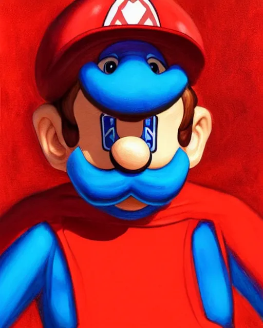 Prompt: portrait of super mario as a jedi, red cap, blue lightsaber, beautiful, very detailed, hyperrealistic, medium shot, very detailed painting by Glenn Fabry, by Joao Ruas