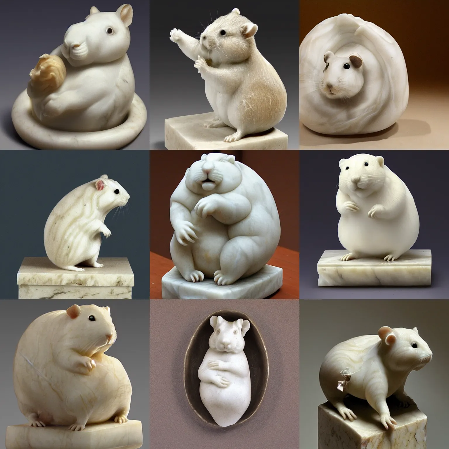 Prompt: marble sculpture of a hamster by bernini