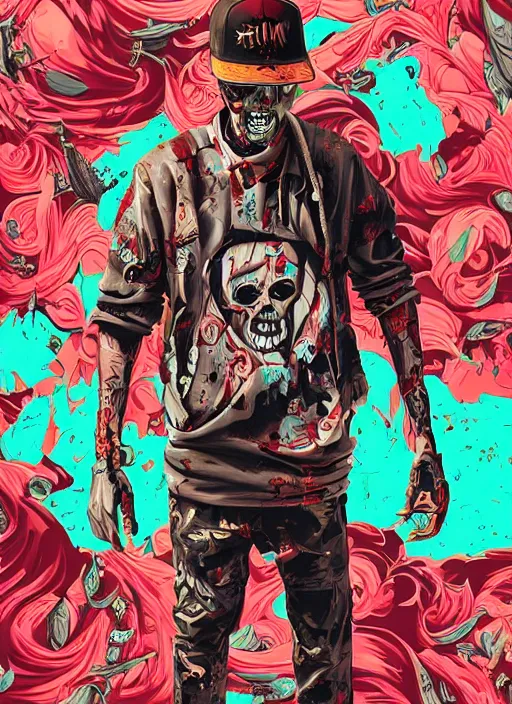 Prompt: zombie skateboard full body hiphop streetwear drip, tristan eaton, victo ngai, artgerm, rhads, ross draws