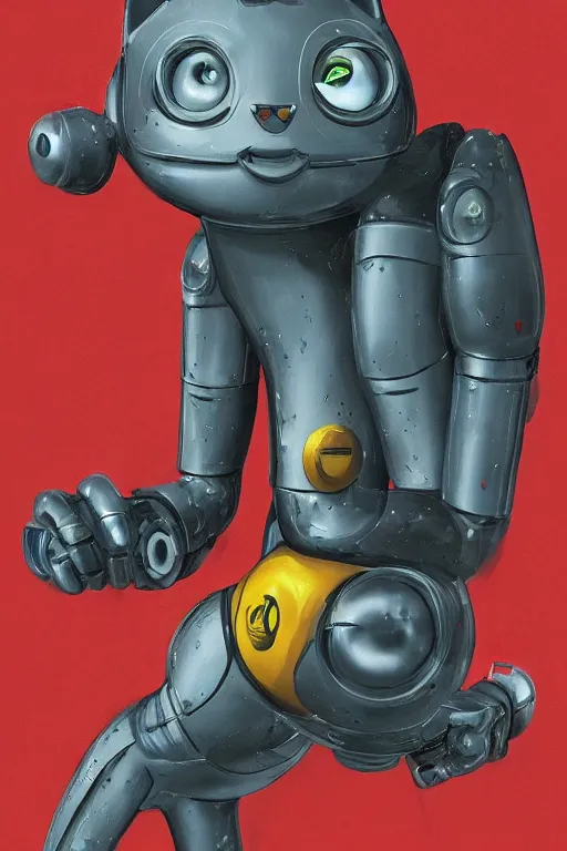 Prompt: a cat robot, painted by wally wood and matt jefferies, trending on artstation, bright macro view pixar, award - winning, blueprint, chillwave, realism