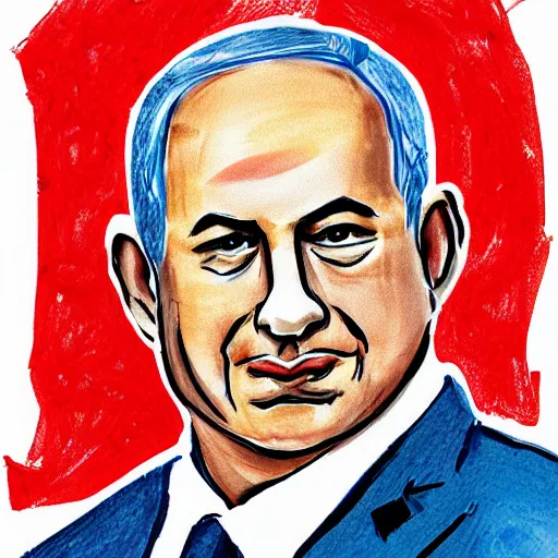 Prompt: portrait of benjamin netanyahu, by a child