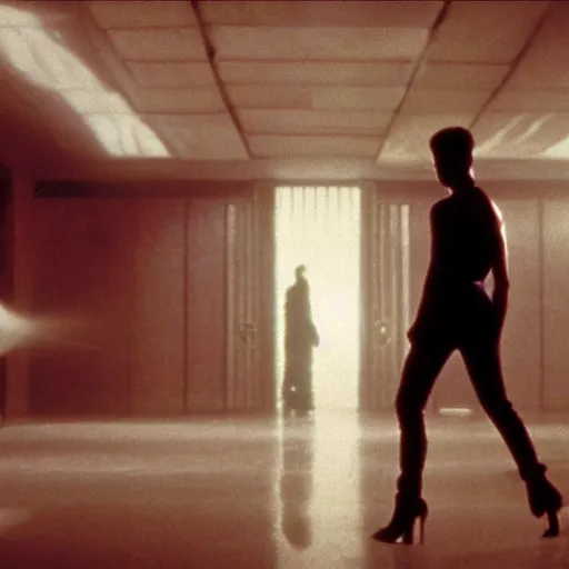 Prompt: cinematic portrait of a runaway replicant in an empty room, still from the movie bladerunner