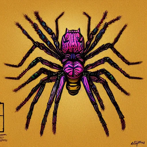 Prompt: speculative evolution of a sand shoot spider detailed colorful, done by dougal dixon illustration trending on artstation afterman