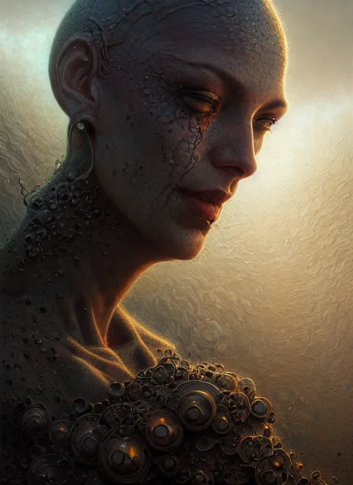 Prompt: closeup portrait shot of a meditation in a hellscape in a scenic dystopian environment, intricate, elegant, highly detailed, centered, digital painting, artstation, concept art, smooth, sharp focus, illustration, artgerm, tomasz alen kopera, peter mohrbacher, donato giancola, joseph christian leyendecker, wlop, boris vallejo