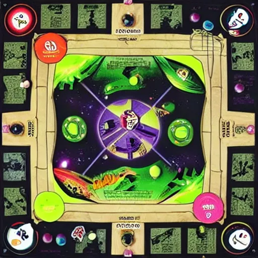 Prompt: A alien board game
