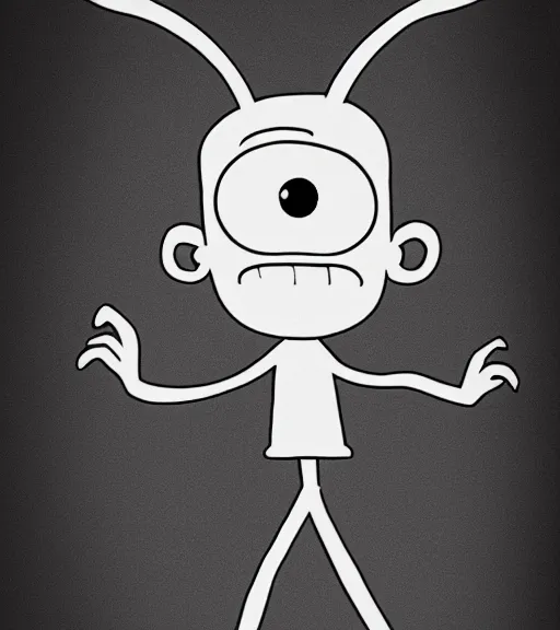 Prompt: professional photograph of a portrait of Mr Meeseek from Rick and Morty, black and white, studio lighting, highly detailed