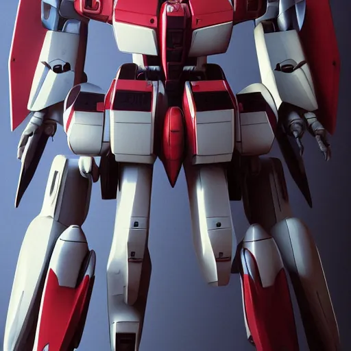 Prompt: red colored, gundam head only, v - fin, octane render, soft light, mekka, behance, vector, highly detailed illustration, realistic, artstation. com, by kunio okawara, yoshikazu yasuhiko, syd mead, mamoru nagano,