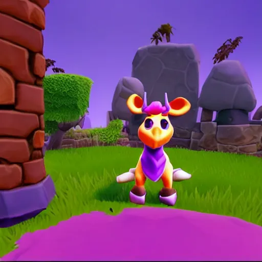 Prompt: screenshot of a cute anthropomorphic cow as an npc in spyro the dragon video game, with playstation 1 graphics, activision blizzard, upscaled to high resolution