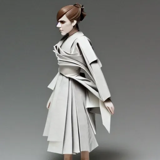 Image similar to origami figure of emma watson!!!!! _ elegant ( ( ( dress ) ) ) _ very detailed