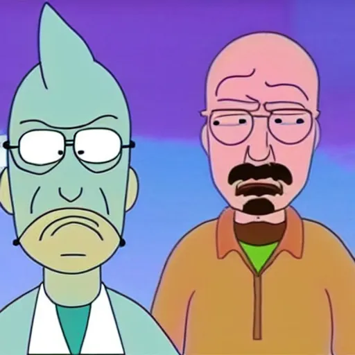 Image similar to walter white as a character in rick and morty