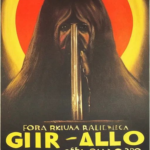 Prompt: 1 9 7 0 s italian horror film poster, giallo film poster art, euro horror, 1 9 7 3, supernatural horror poster