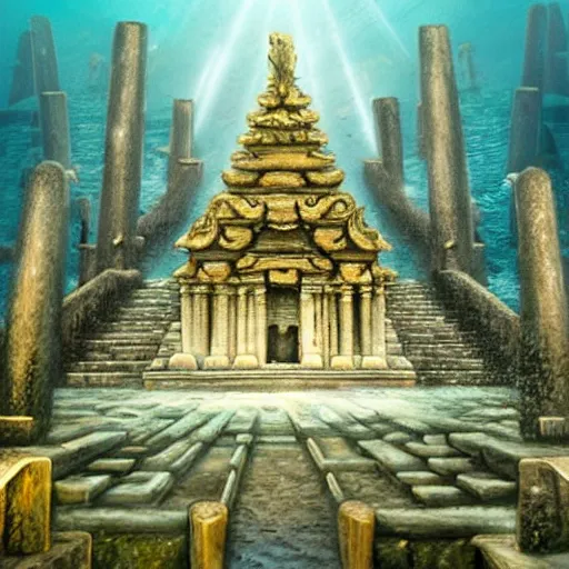 Image similar to underwater temple, james turrel,