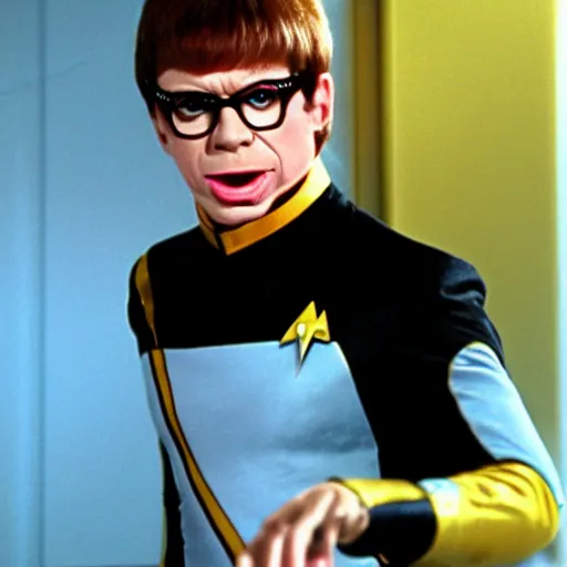 Image similar to austin powers as lieutenant data, star trek, cinematic