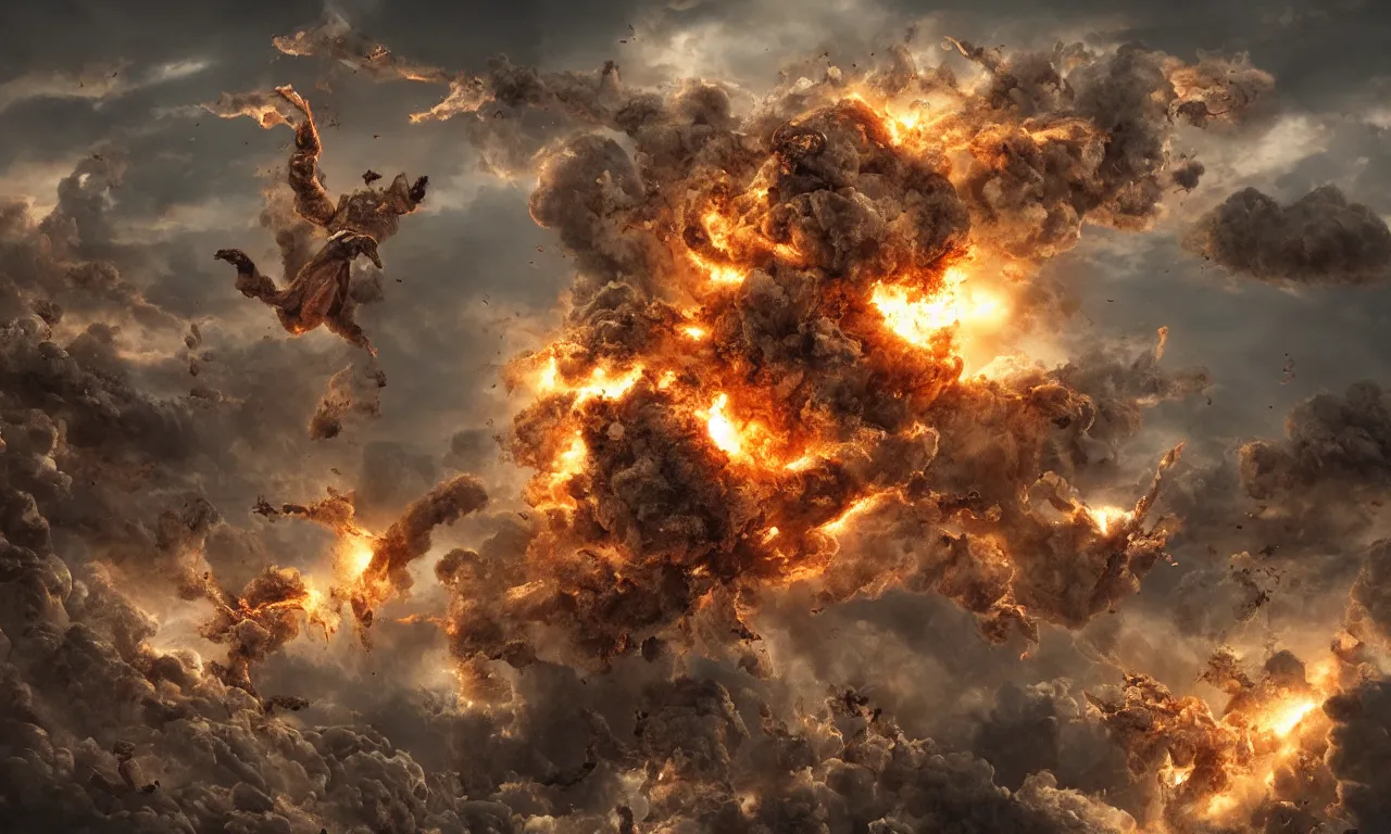 Image similar to the most amazing dream you ever had about angel of atomic bomb and explosion, hyper realistic, ambient lighting, concept art, intricate, hyper detailed, smooth, dynamic volumetric lighting, octane, cinematic