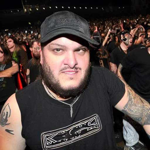 Prompt: aj soprano at a korn concert, 8 k