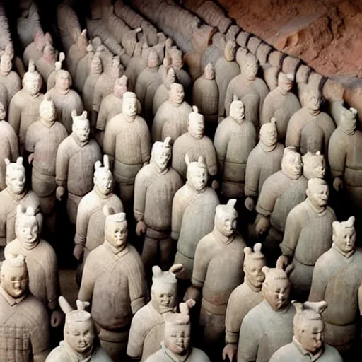 Prompt: terracotta warriors and horses