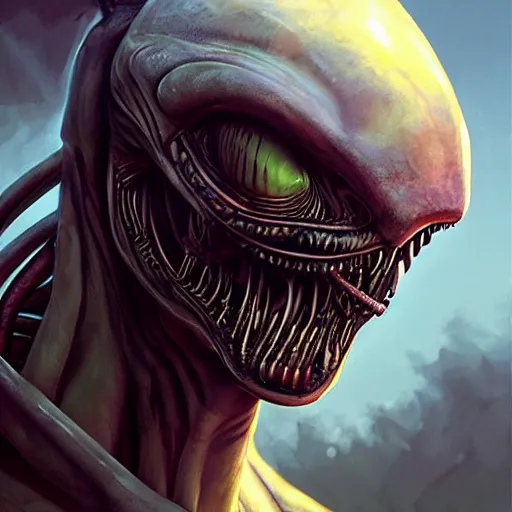 Prompt: alien realistic style 3 d grzegorz rutkowski