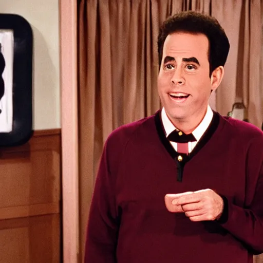 Prompt: seinfeld in the black lodge of twin peaks