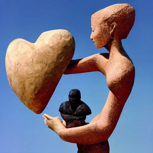 Image similar to A beautiful sculpture. How do you know that is love until it hurts? how can love prove its value without tearing a heart apart? When is self preservation egoism. by Alejandro Jodorowsky intuitive