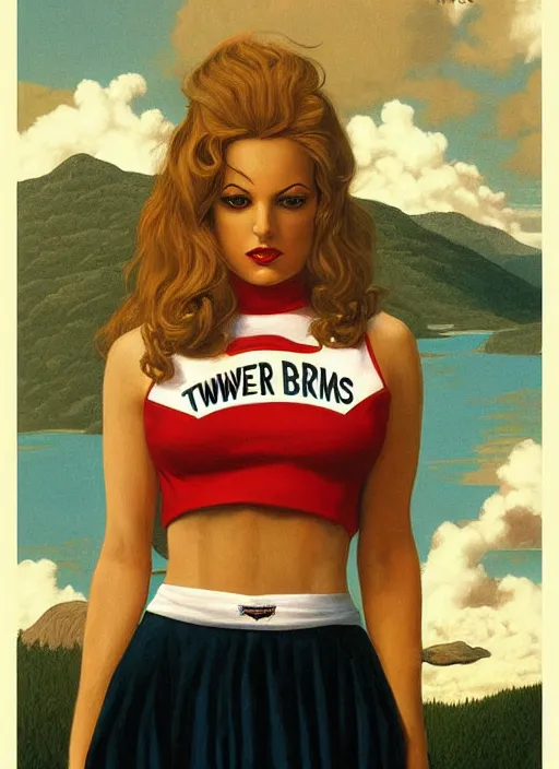 Prompt: twin peaks poster art, portrait of talyor swift cheerleader by michael whelan, rossetti bouguereau, retro, nostalgic, old fashioned