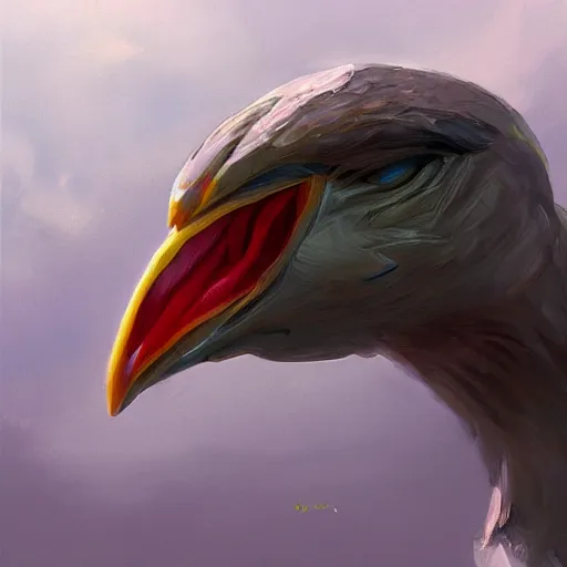 Image similar to giant bird with sharp teeth, oil painting, ultradetailed, artstation, ultradetailed, digital painting, ultradetailed