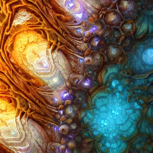 Image similar to Close up of intricate Marc Simonetti mandelbulb fractal, made of fluorite crystals, ultra detailed, fractal art, cgsociety, artstation