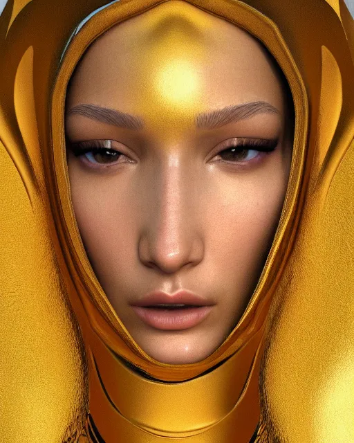 Image similar to a highly detailed metahuman 8 k close up render of bella hadid in gustav klimt style trending on artstation made in unreal engine 4