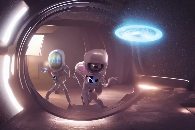 Image similar to friendly aliens coming to earth through a space portal,hyper realistic, 8K, octane render