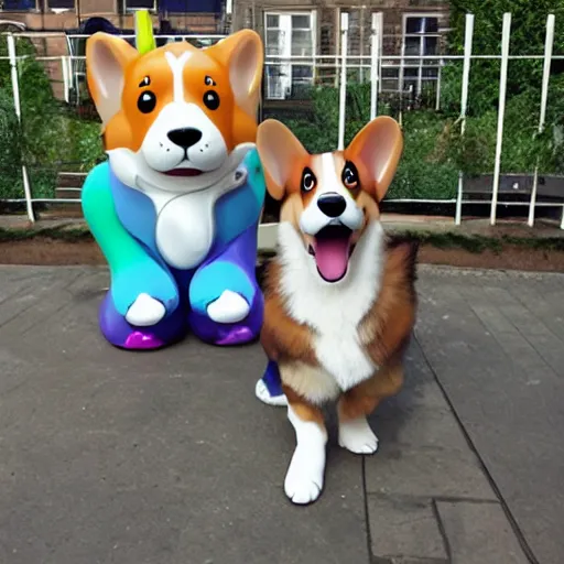 Prompt: “Jeff Koons corgi”