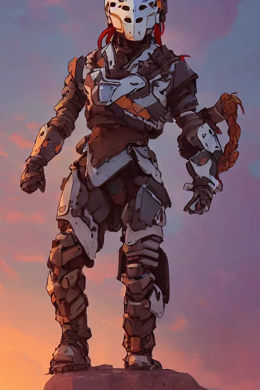 Image similar to combination suit armor aloy horizon forbidden west horizon zero dawn robot ninja mask helmet backpack tribal, art gta 5 comics, official fanart behance hd artstation by jesper ejsing, by rhads, makoto shinkai and lois van baarle, ilya kuvshinov, ossdraws radiating a glowing aura cgi rtx 2 0 2 2