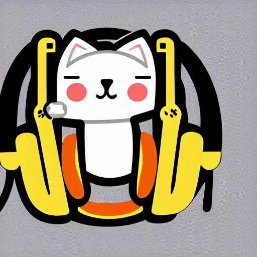 Image similar to vector logo of cute cat listening to music, melodic, dreamy, isometric, adorable, octane render, golden ratio, 4k UHD, iconic design