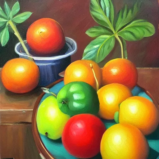 Image similar to high quality oil painting of fruits