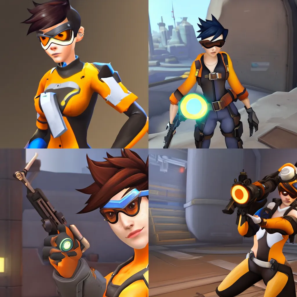 Prompt: tracer from overwatch as she appears in team fortress 2